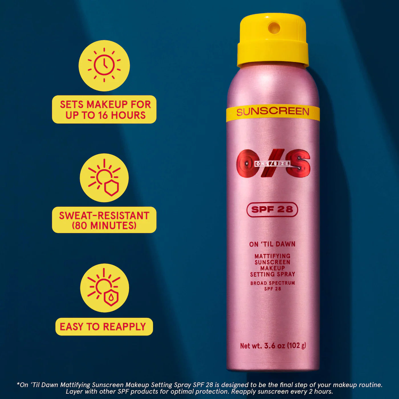 ONE SIZE On 'Til Dawn Mattifying Sunscreen Makeup Setting Spray SPF 28