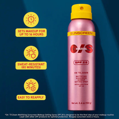 ONE SIZE On 'Til Dawn Mattifying Sunscreen Makeup Setting Spray SPF 28